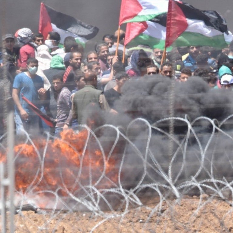 Militantes de Hamás movilizados a la frontera con Israel