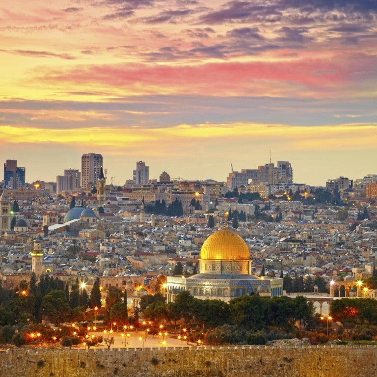 Photo of Jerusalem at dusk.