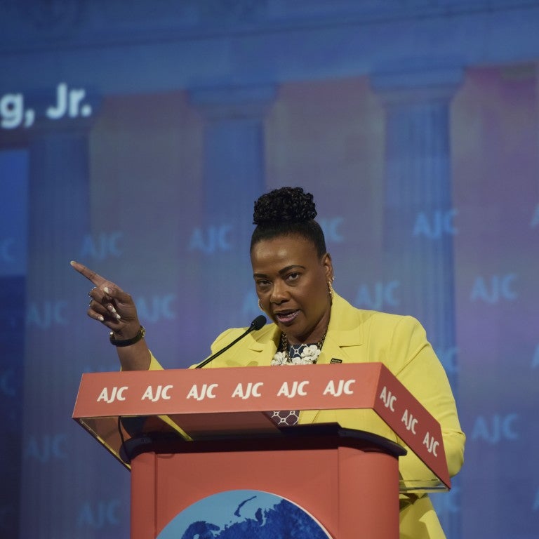 Photo of Dr. Bernice King speaking at AJC Global Forum 2019